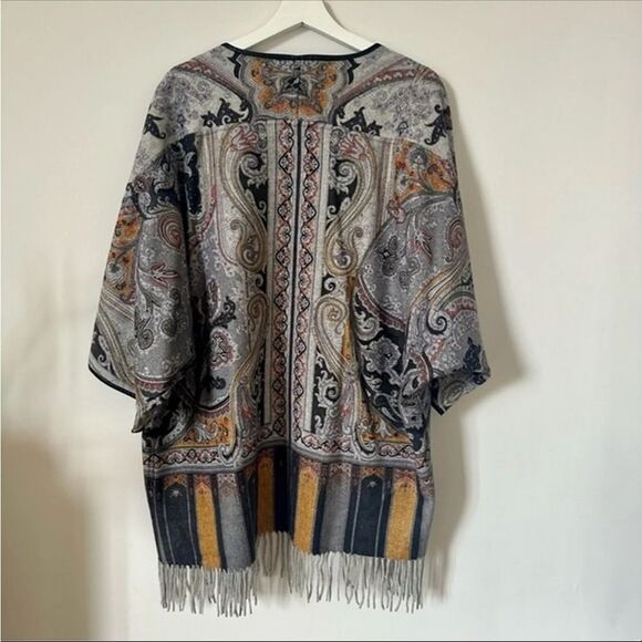 J. McLaughlin Gia Reversible Open Front Wool Poncho L/XL - Picture 2 of 7